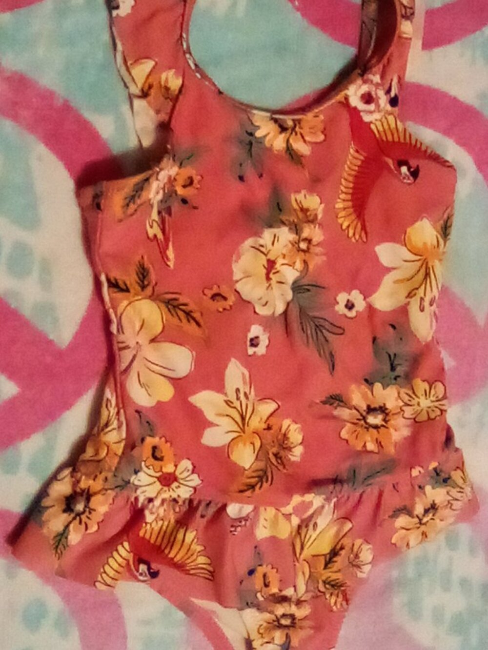 Girls hawaiian print bathing suit AND two piece outfit